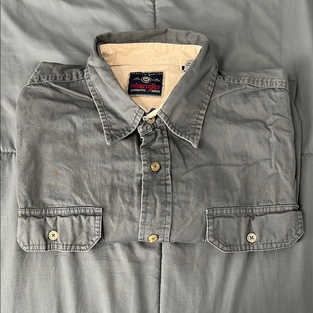 Wrangler 100% Cotton Casual Button Down Shirt Size Large